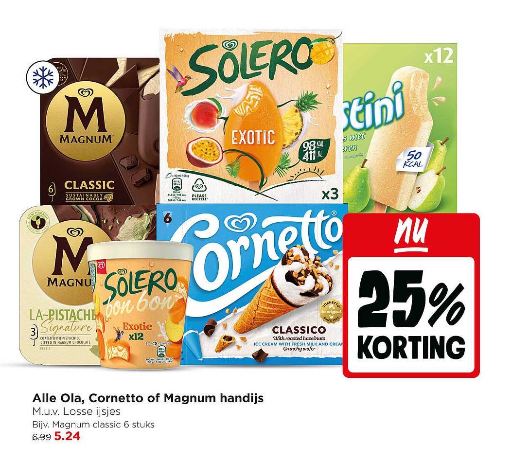 Alle Ola, Cornetto of Magnum handijs 25% korting