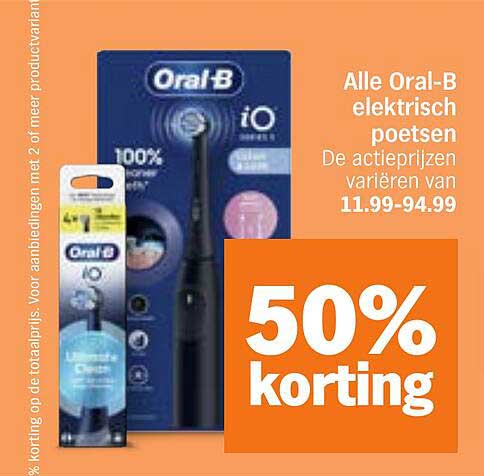 Alle Oral-B elektrisch poetsen 50% korting