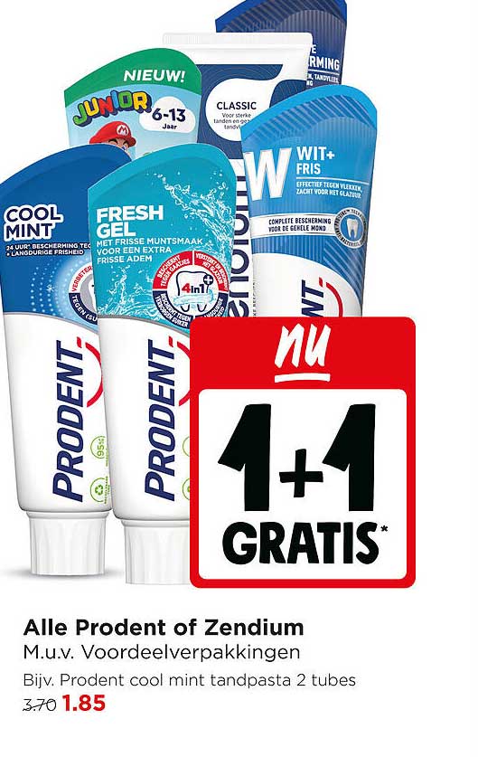 Alle Prodent of Zendium 1+1 gratis