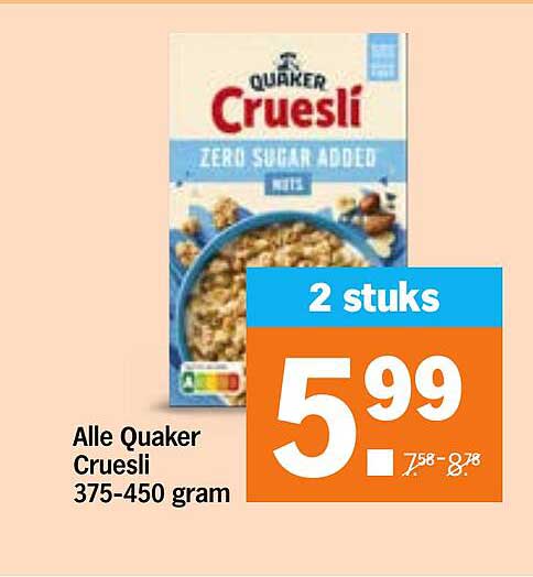 Alle Quaker Cruesli 375-450 gram