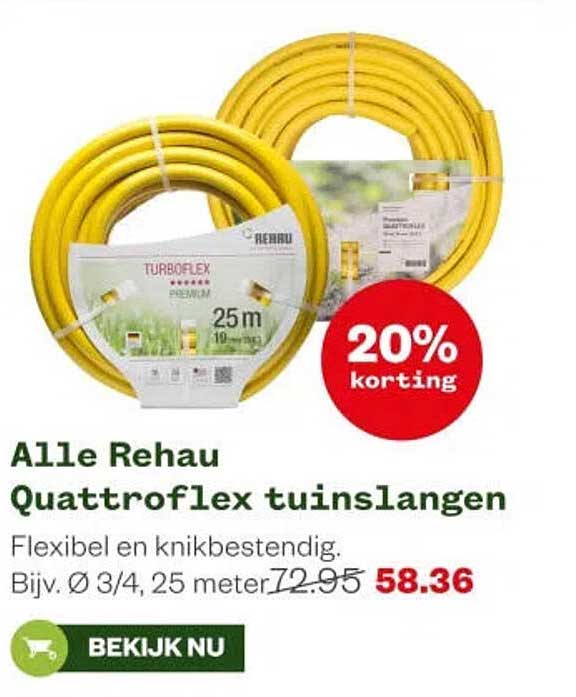 Alle Rehau Quattroflex tuinslangen 20% korting