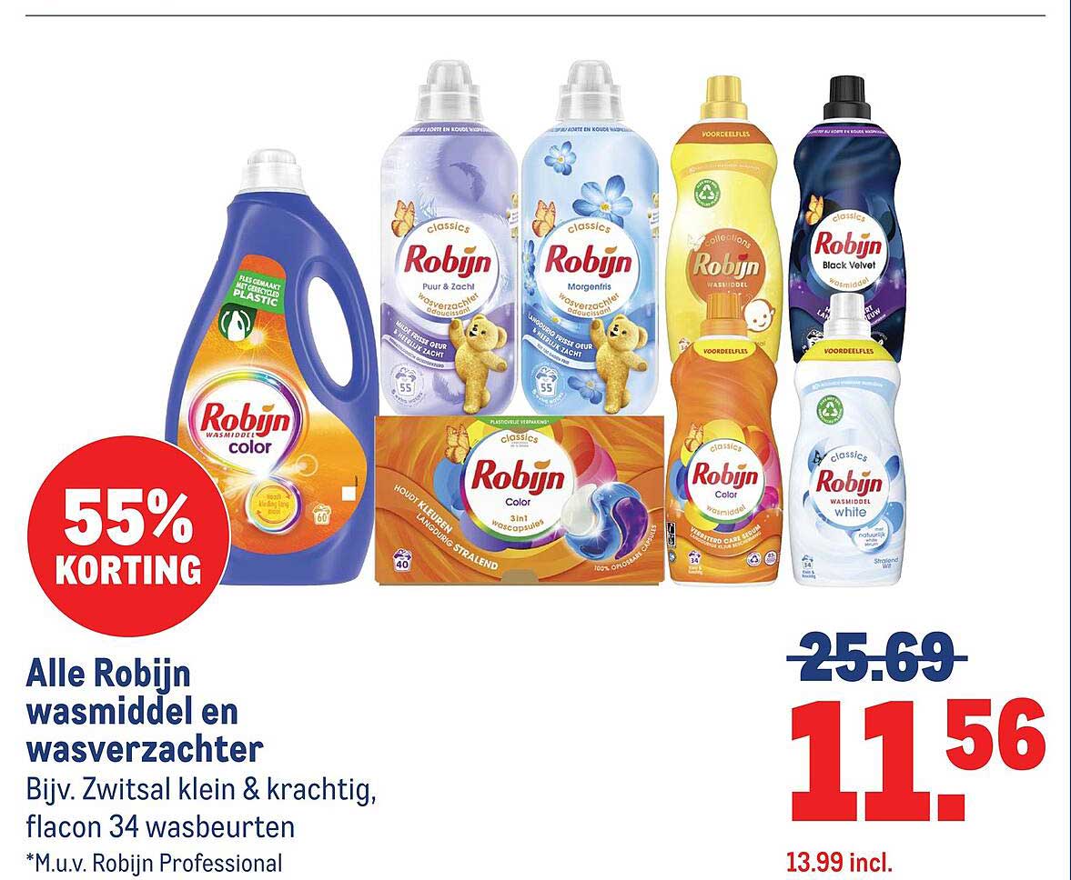 Alle Robijn wasmiddel en wasverzachter