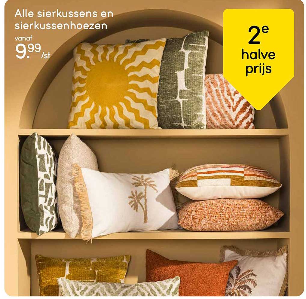 Alle sierkussens en sierkussenhoezen 2e halve prijs