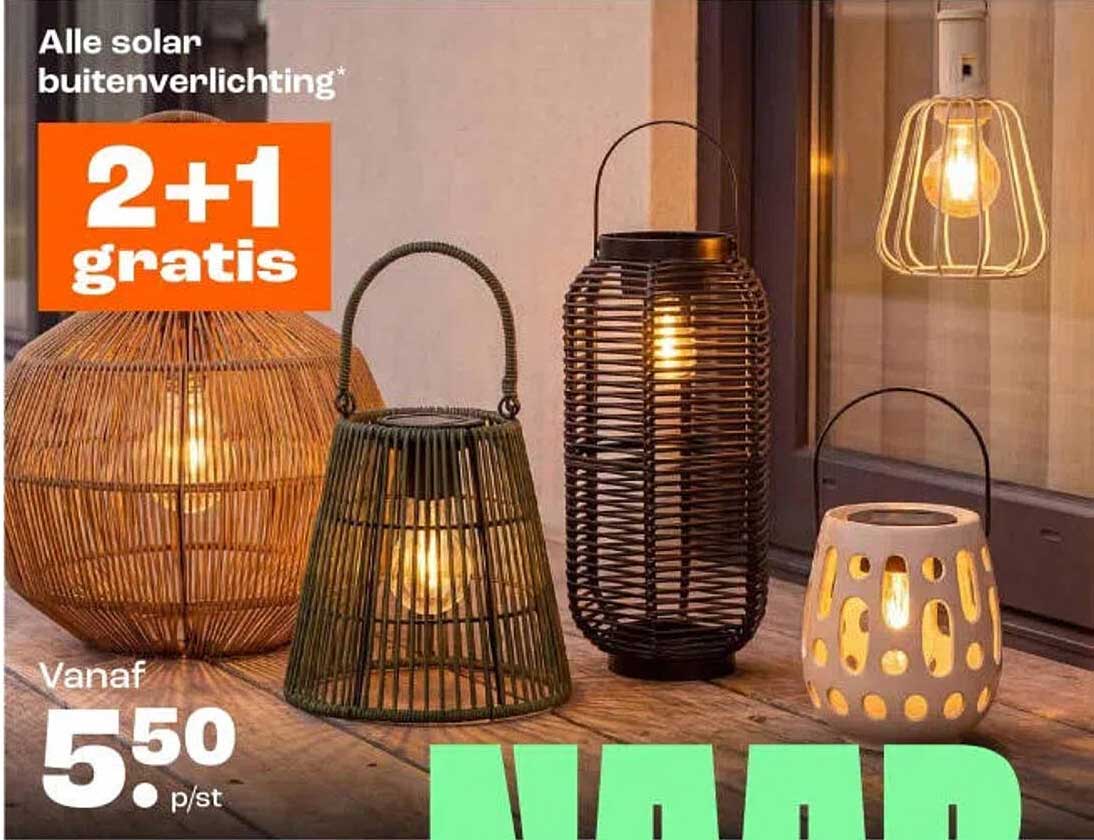 Alle solar buitenverlichting 2+1 gratis