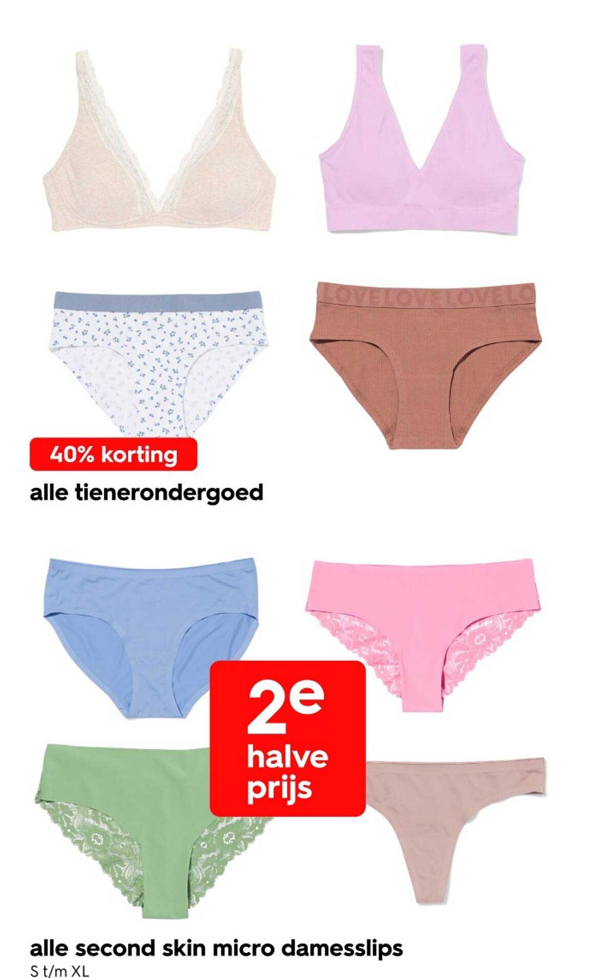 alle tienerondergoed 40% korting