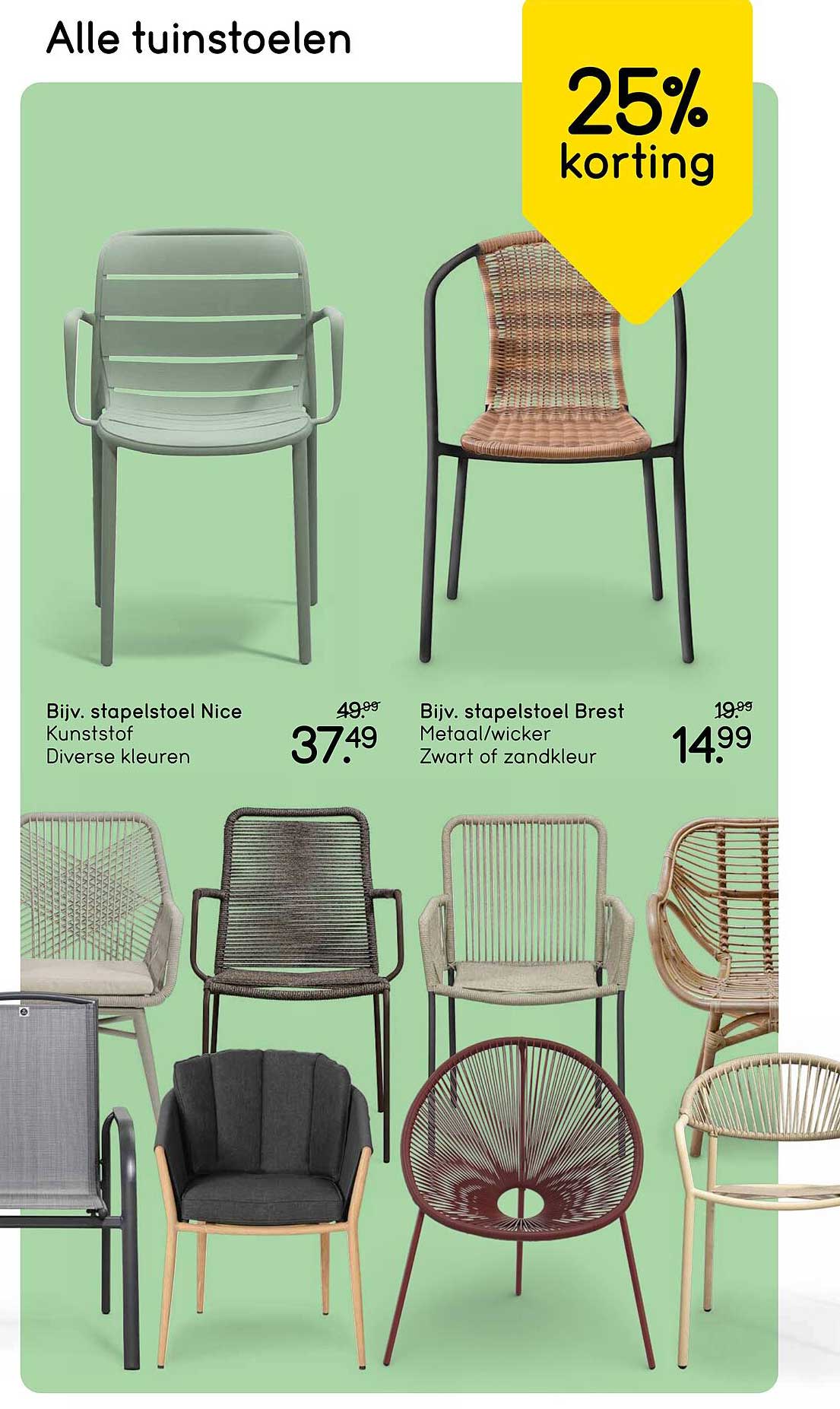 Alle tuinstoelen 25% korting