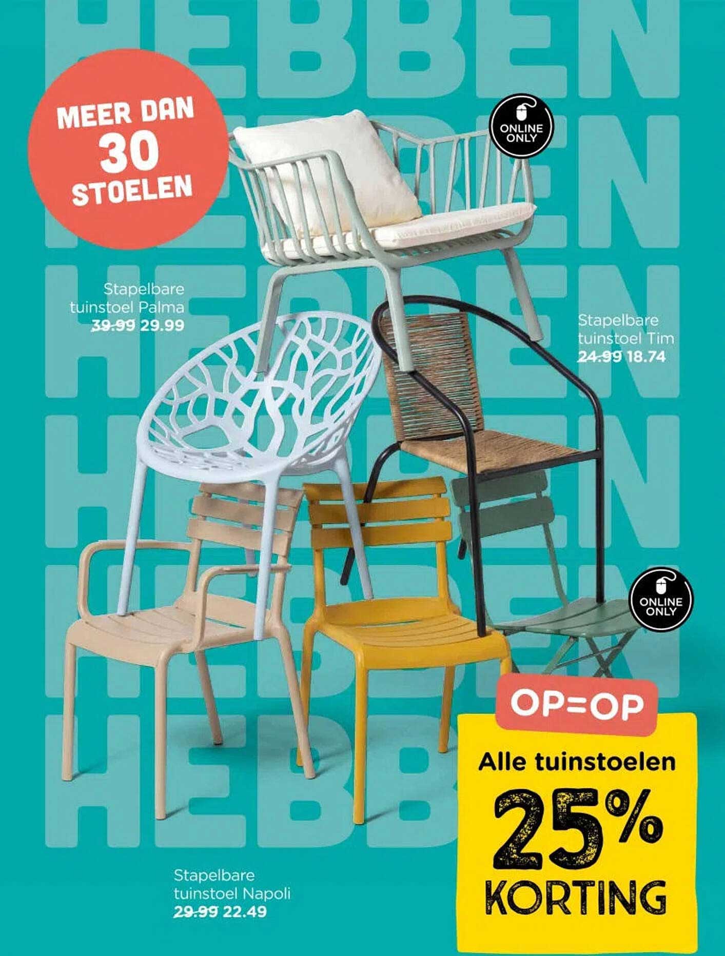 Alle tuinstoelen 25% KORTING