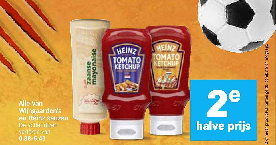 Alle Van Wijngaarden's en Heinz sauzen 2e halve prijs