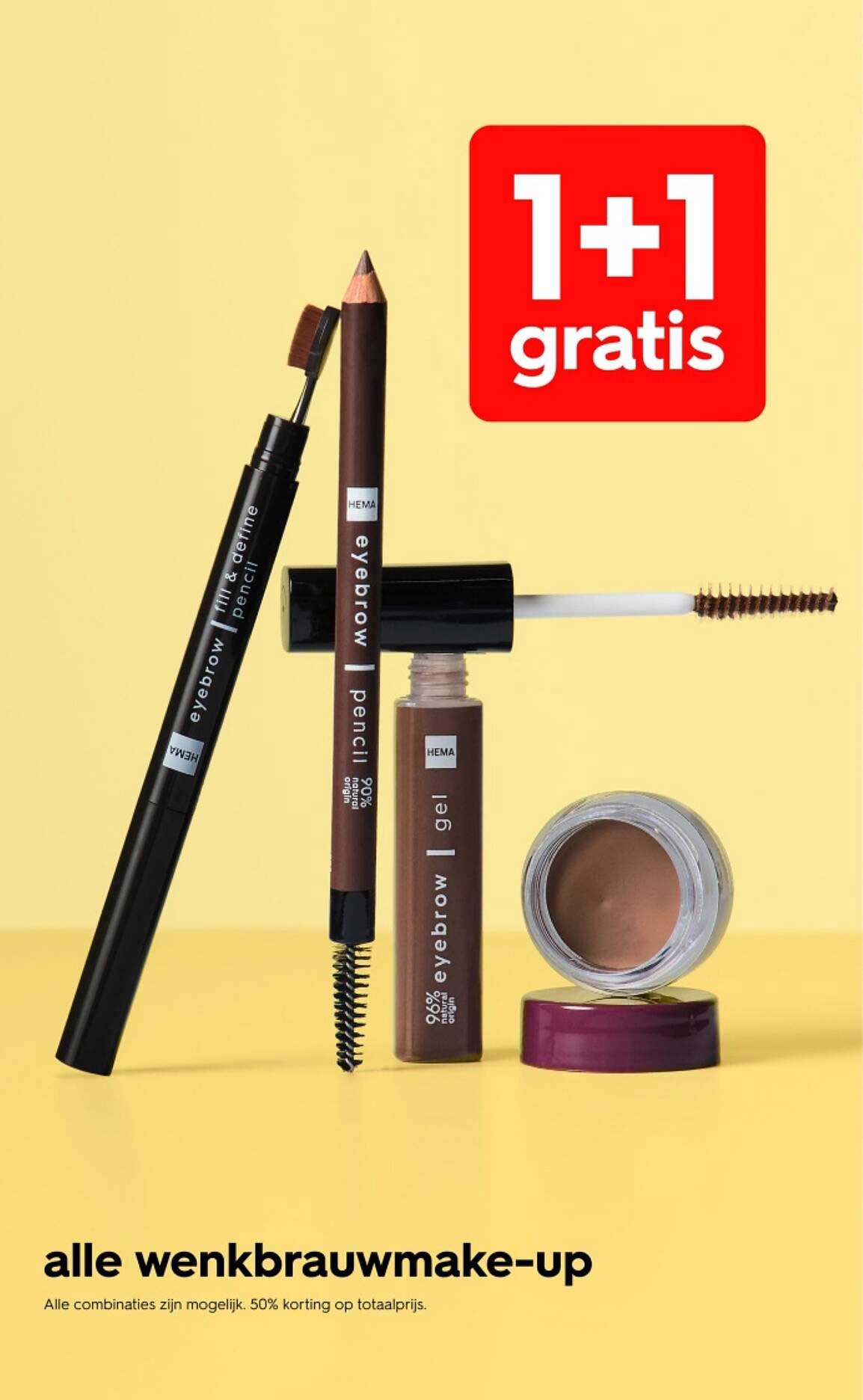 alle wenkbrauwmake-up 1+1 gratis