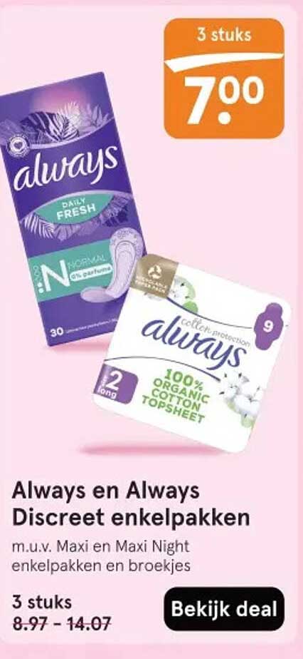 Always en Always Discreet enkelpakken
