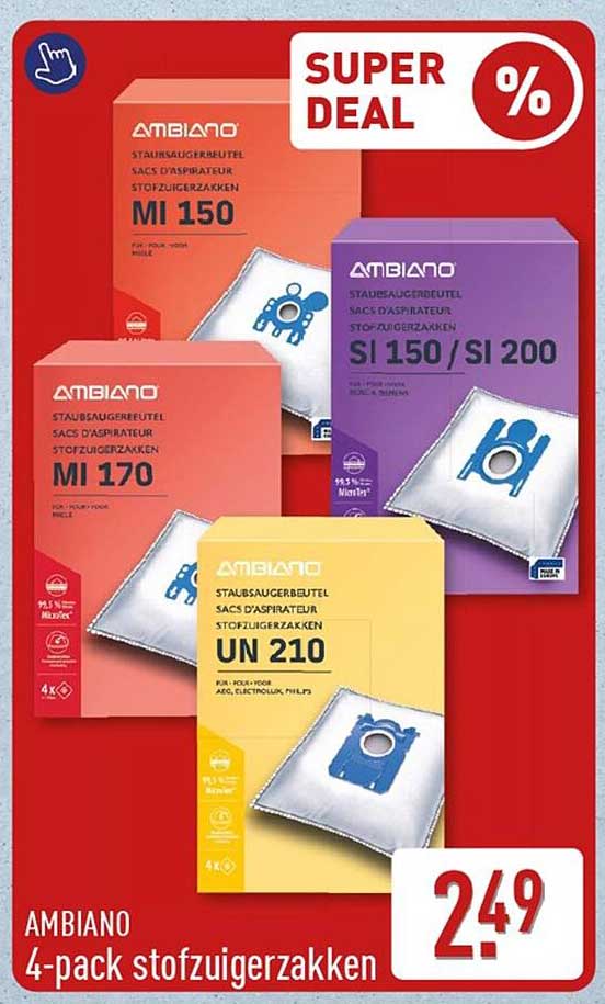 AMBIANO 4-pack stofzuigerzakken