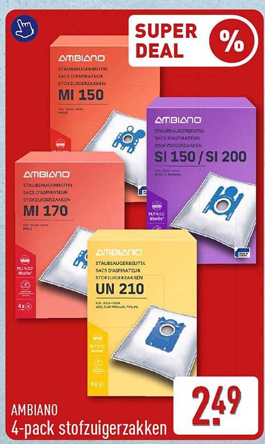 AMBIANO 4-pack stofzuigerzakken