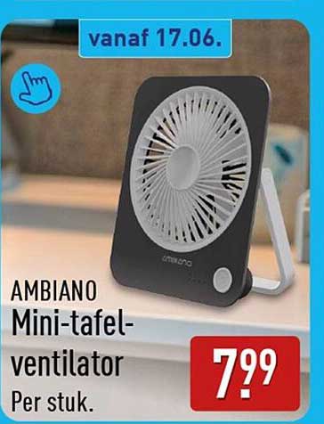 AMBIANO Mini-tafel-ventilator Per stuk.