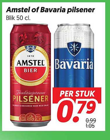 Amstel of Bavaria pilsener Blik 50 cl.