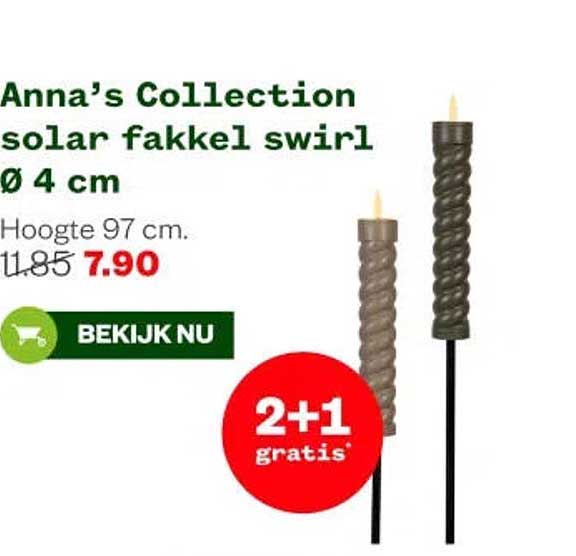 Anna’s Collection solar fakkel swirl Ø 4 cm 2+1 gratis