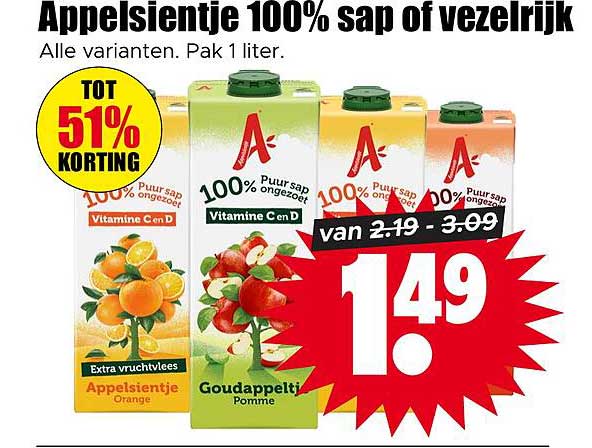 Appelsientje 100% sap of vezelrijk
