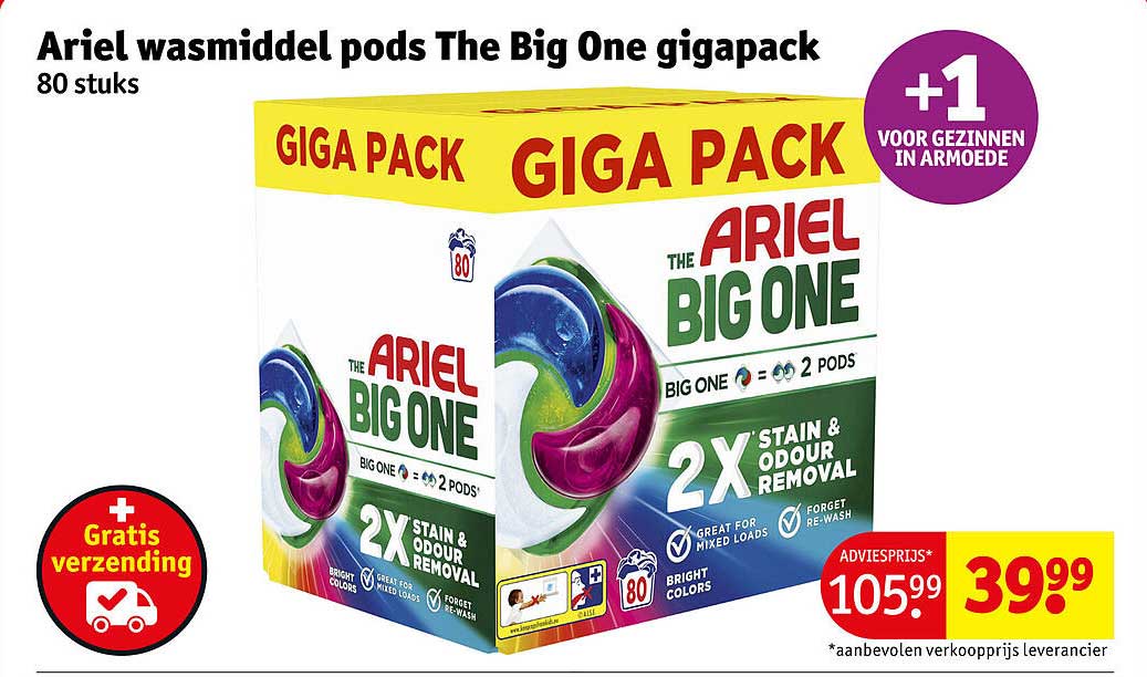 Ariel wasmiddel pods The Big One gigapack 80 stuks