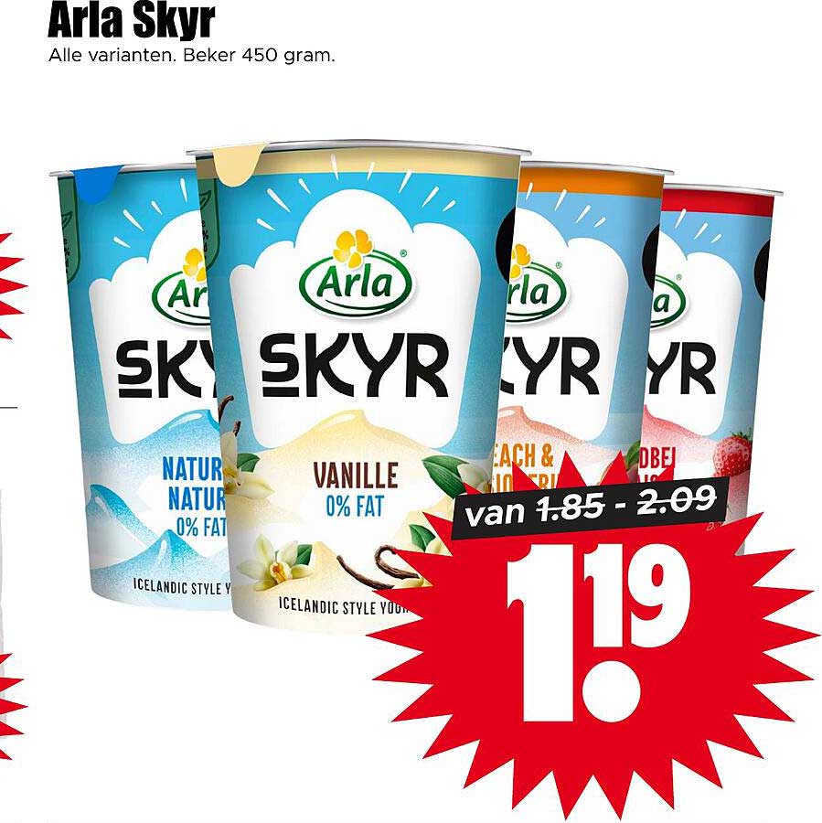 Arla Skyr Alle varianten. Beker 450 gram.