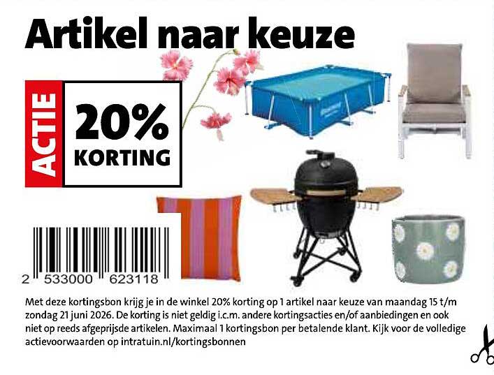 Artikel naar keuze 20% korting