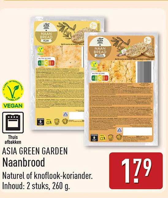 ASIA GREEN GARDEN Naanbrood Naturel of knoflook-koriander