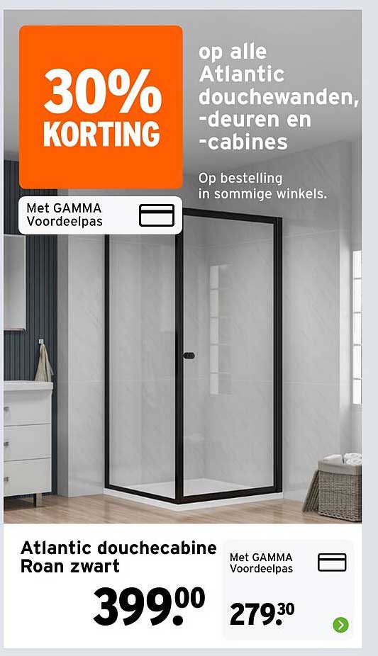 Atlantic douchecabine Roan zwart 30% korting