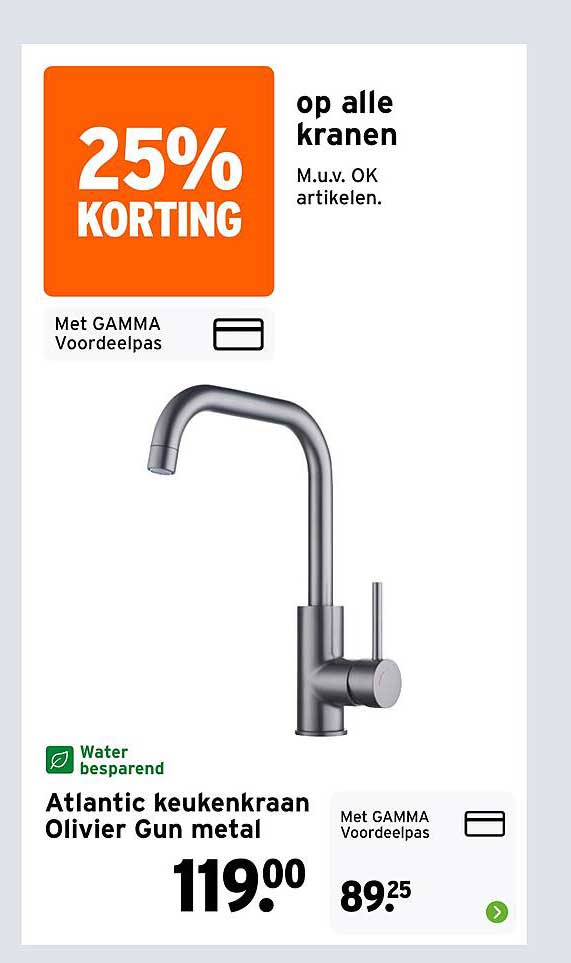 Atlantic keukenkraan Olivier Gun metal 25% KORTING