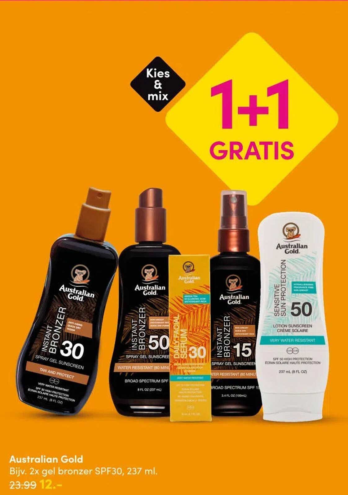 Australian Gold Bijv. 2x gel bronzer SPF30, 237 ml. 1+1 GRATIS