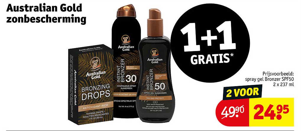 Australian Gold zonbescherming 1+1 GRATIS*