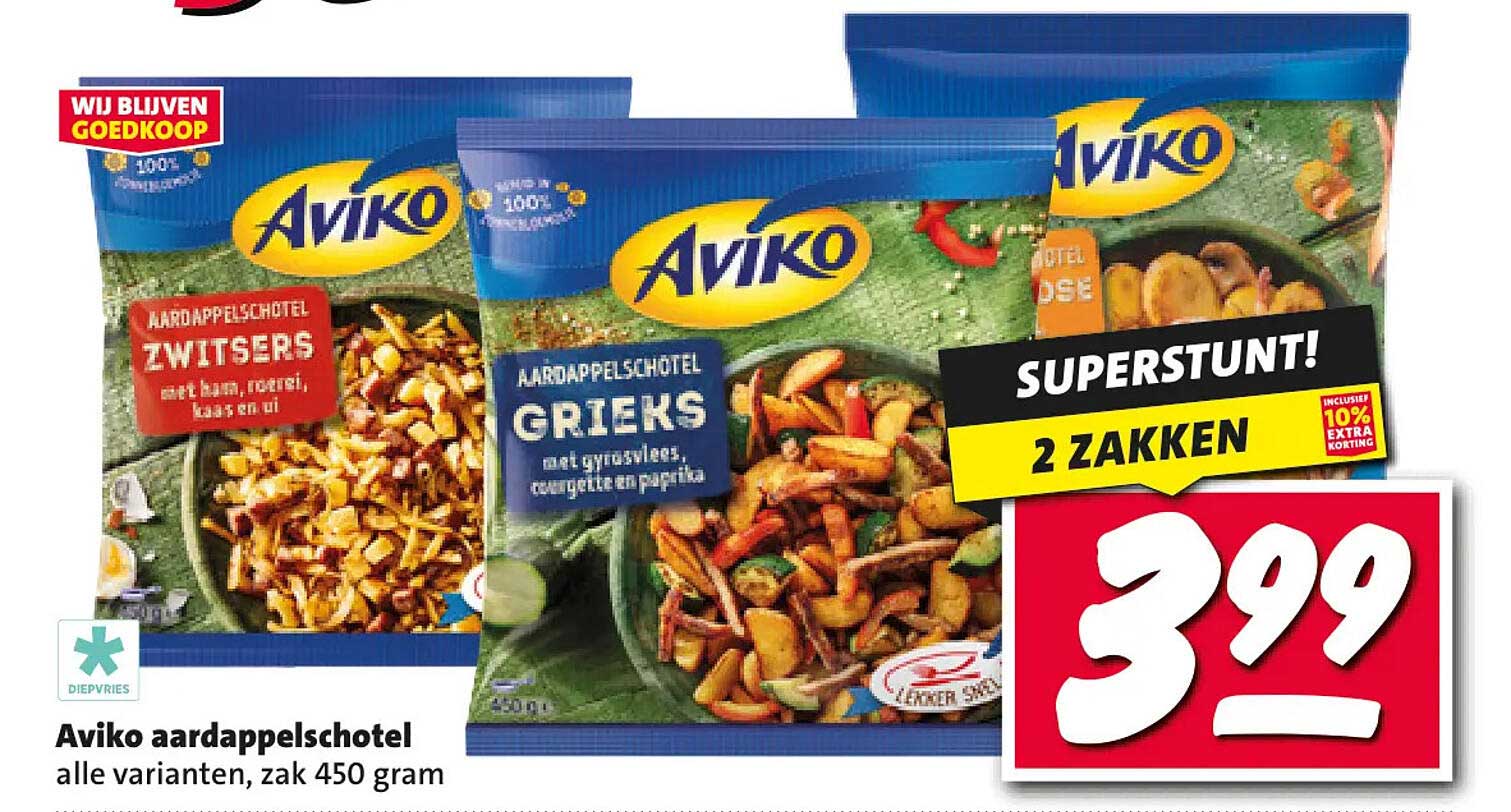 Aviko aardappelschotel alle varianten, zak 450 gram SUPERSTUNT! 2 ZAKKEN