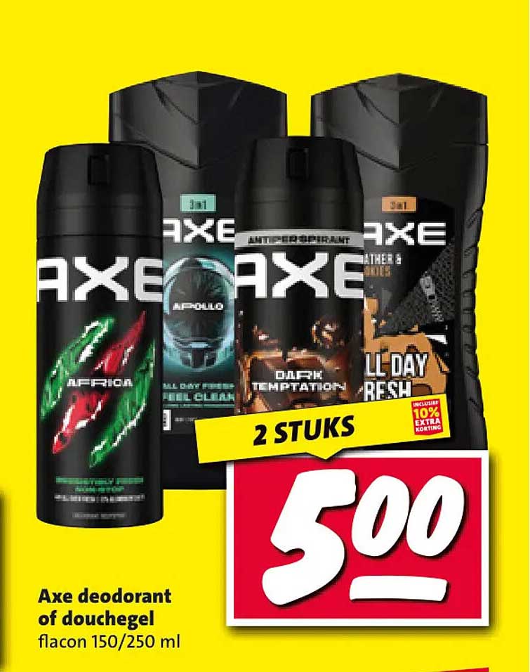 Axe deodorant of douchegel flacon 150/250 ml 2 stuks