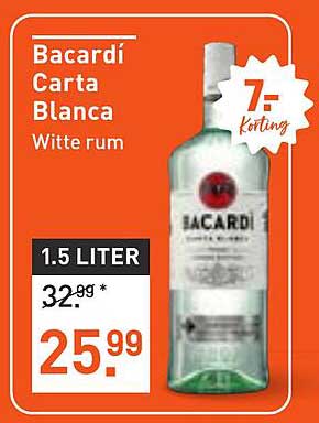 Bacardí Carta Blanca Witte rum 7,- korting