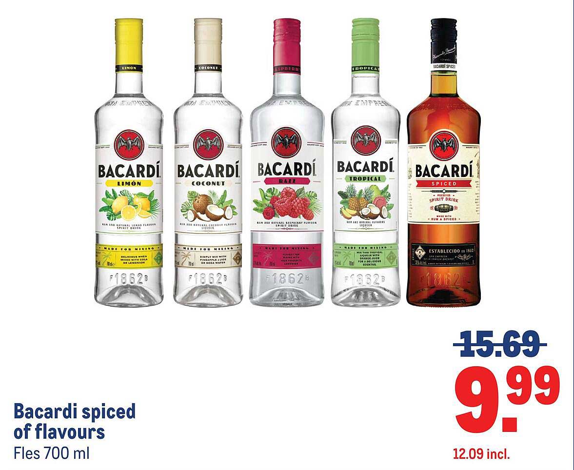 Bacardi spiced off flavours Fles 700 ml