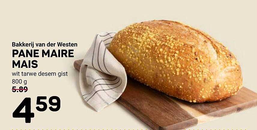 Bakkerij van der Westen PANE MAIRE MAIS wit tarwe desem gist 800 g