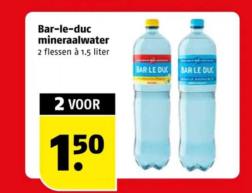 Bar-le-duc mineraalwater 2 flessen à 1.5 liter