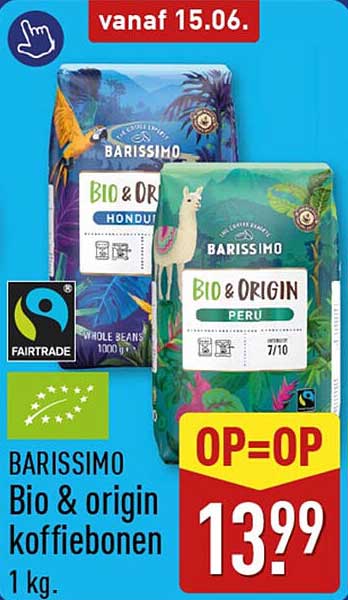 BARISSIMO Bio & origin koffiebonen 1 kg. OP=OP