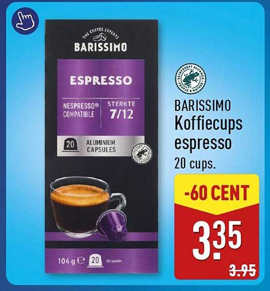 BARISSIMO Koffiecups espresso 20 cups. -60 CENT