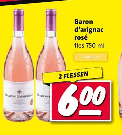 Baron d’arignac rosé fles 750 ml Licht Zoet 2 FLESSEN