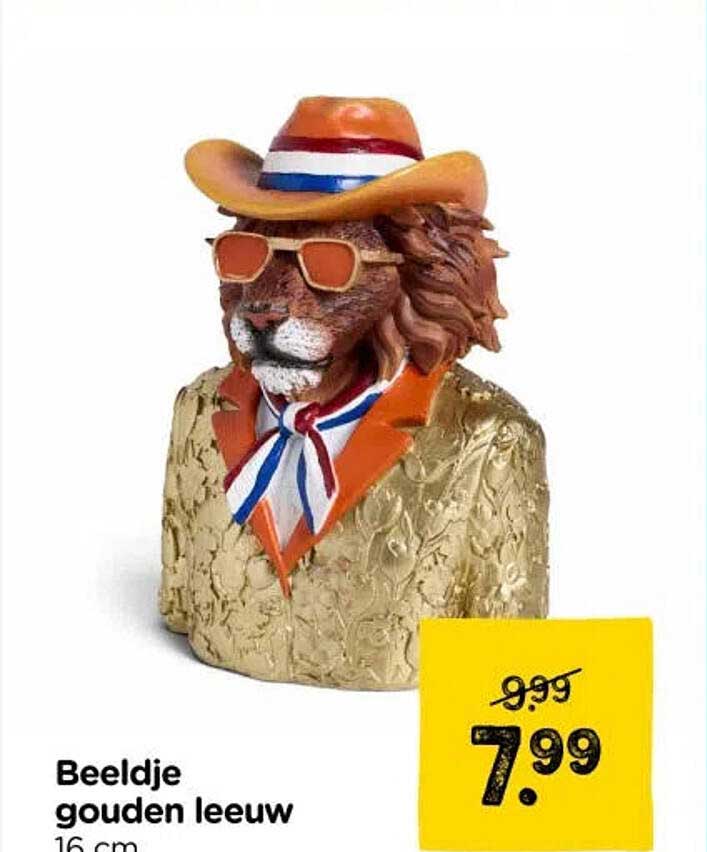 Beeldje gouden leeuw 16 cm