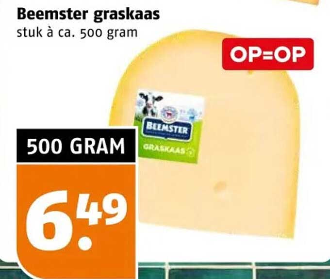 Beemster graskaas stuk à ca. 500 gram OP=OP