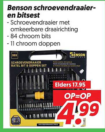 Benson schroevendraaier- en bitset OP=OP