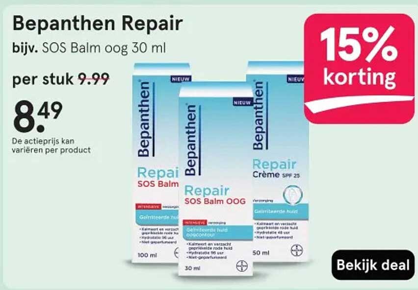 Bepanthen Repair bijv. SOS Balm oog 30 ml 15% korting