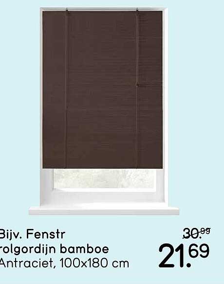 Bijv. Fenst rolgordijn bamboe Antraciet, 100x180 cm