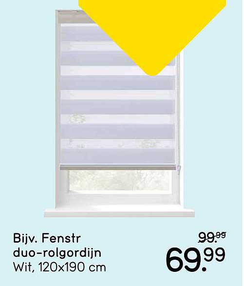 Bijv. Fenstr duo-rolgordijn Wit, 120x190 cm