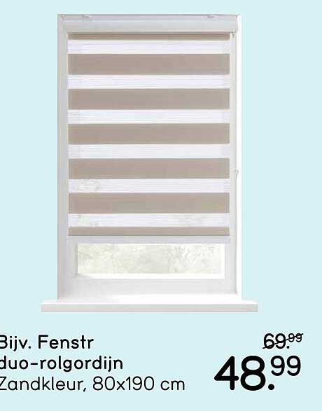 Bijv. Fenstr duo-rolgordijn Zandkleur, 80x190 cm