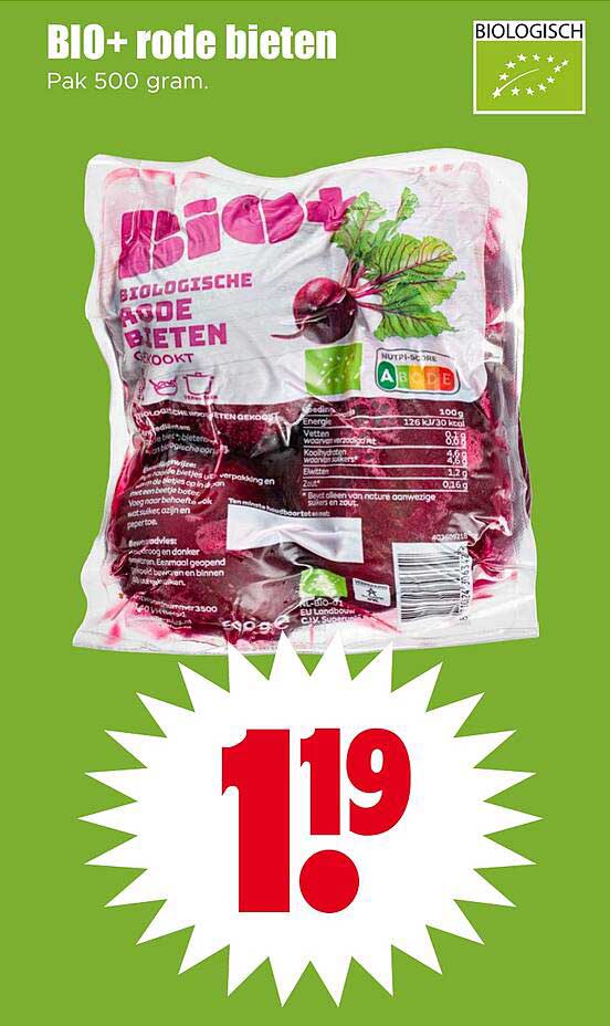 BIO+ rode bieten Pak 500 gram.