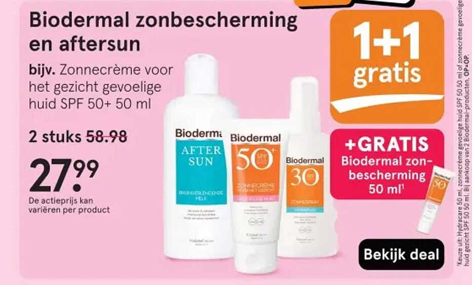 Biodermal zonbescherming en aftersun 1+1 gratis