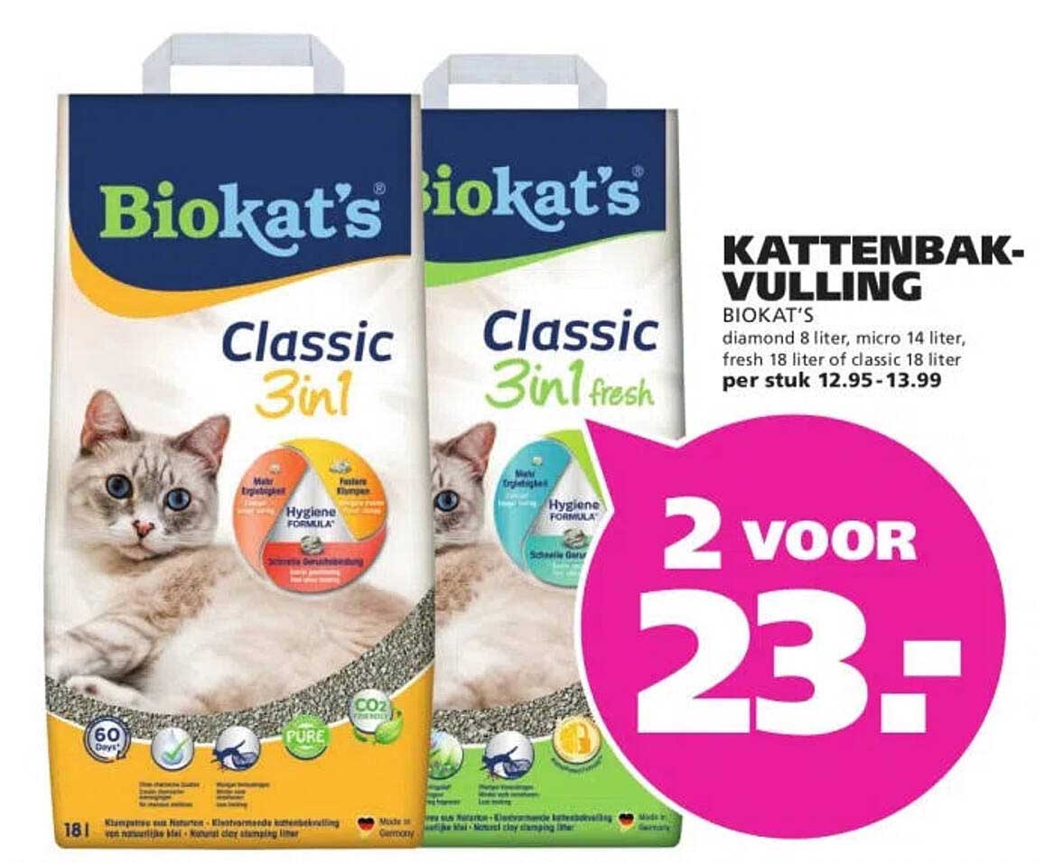 Biokat's Classic 3in1 / Classic 3in1 fresh kattenbakvulling 2 voor 23,-