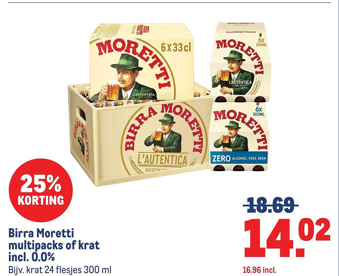 Birra Moretti multipacks of krat incl. 0.0%