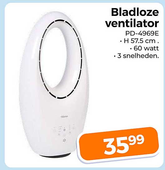 Bladloze ventilator PD-4969E • H 57.5 cm • 60 watt • 3 snelheden