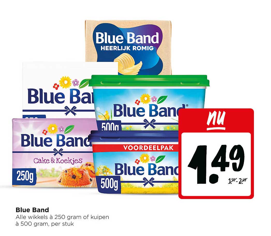 Blue Band Alle wikkels à 250 gram of kuipen à 500 gram, per stuk